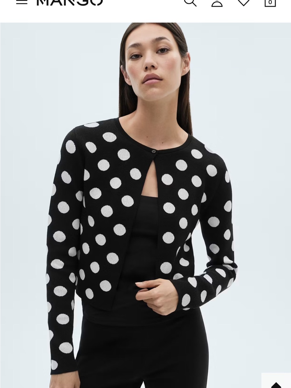 Mango Black & White Polka Dot Cardigan